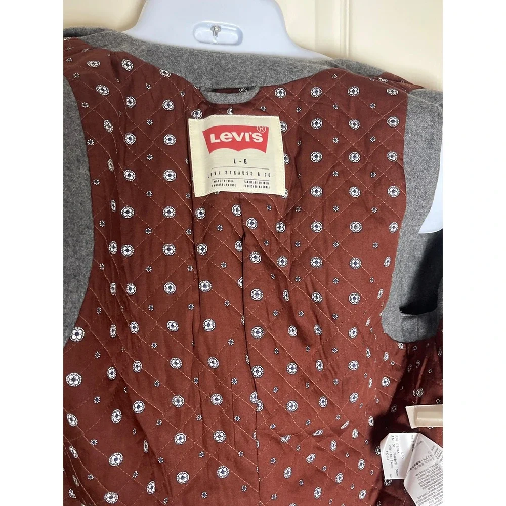 Levi's‎ Wool Blend Vest Men's Lg Quilted Interior Gray Outdoor Americana Utility